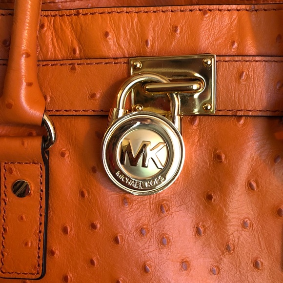 MK Large Orange Ostrich Bag Hamilton - Picture 4 of 8